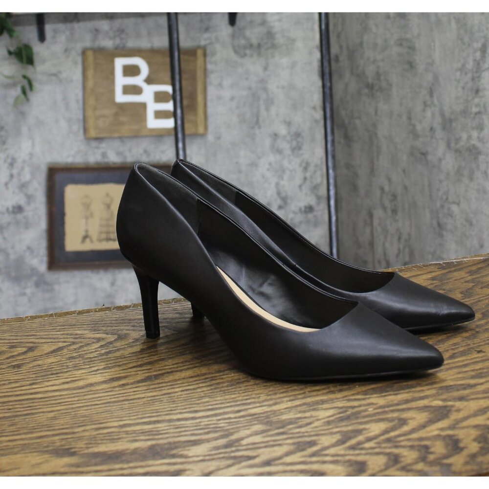 On 34th Womens Jeules Pointed-Toe Slip On Pumps 10018690100 Black Leather 10M